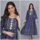 Women Rayon Printed Gota Anarkali Kurta