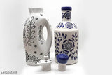 Kraftlik Handicrafts Blue & White Handmade Ceramic Oil Dispenser[ 1000ml for Kitchen Use Stylish Dispenser | Pack of 2