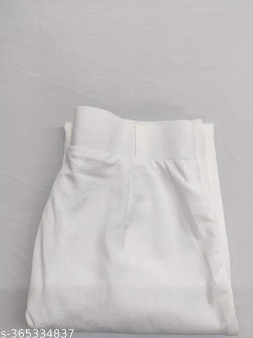 WOMENS WHITE LYCRA TROUSER PANTS REGULAR FIT