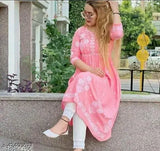 KUNJAL PEACH EMBROIDARY KURTI