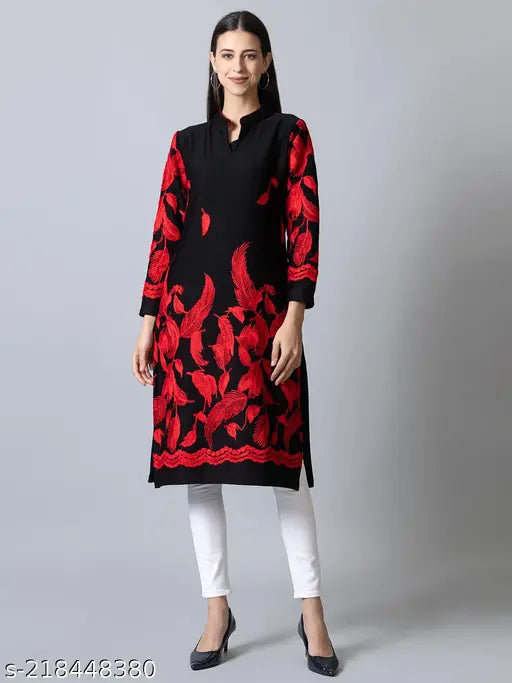 Solzeiq Women Printed Wool A-line Kurta