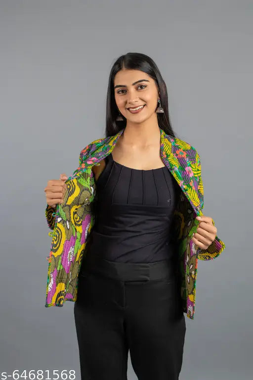 DESIGNER COMFORT WINTER WEAR JACKET HIGH QUALITY PURE COTTON PRINTED FROM RAJASTHAN FOR GIRL AND WOMEN