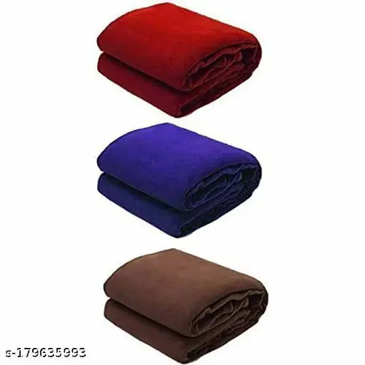 Bright Cove Single Solid Fleece Blanket Set of 3 Pieces