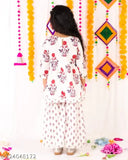 White Floral Kurti-Sharara Set