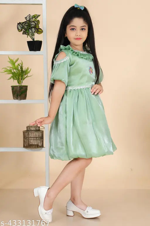 Agile Funcy knee lenth chiffon frocks for girls