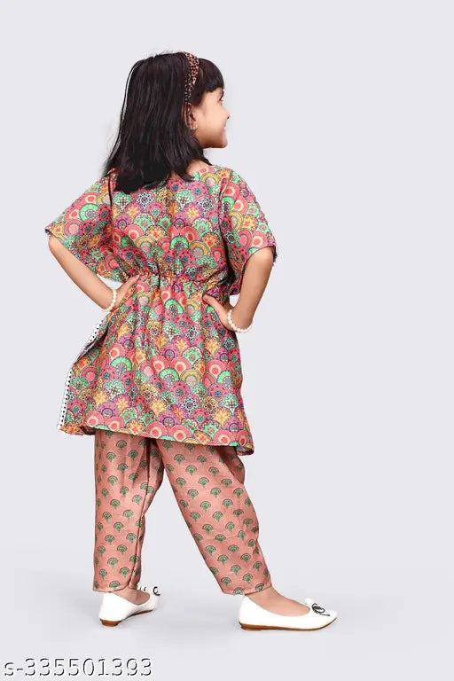 girl cotton kaftan top and pant tunic kurti soft material nice look for girl very good product low price|Trendy Girl's Kurti and Pant Set|Kaftan Pent And Kurti Set|Stylish Kurti And Pent Set For Girls|