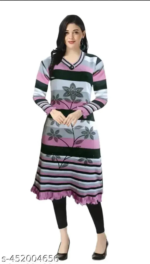 New letest jhalar kurti in multi colour for woman and girls stylish, modern designer Woll fibers comfartable clothes in winter wear