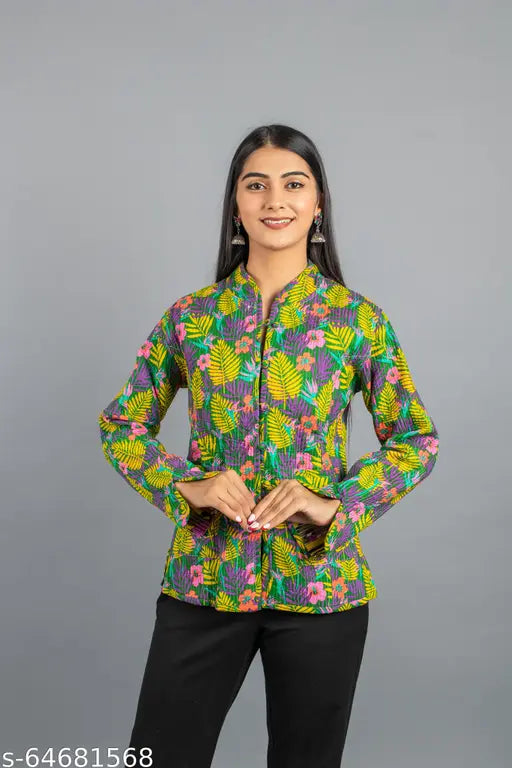 DESIGNER COMFORT WINTER WEAR JACKET HIGH QUALITY PURE COTTON PRINTED FROM RAJASTHAN FOR GIRL AND WOMEN