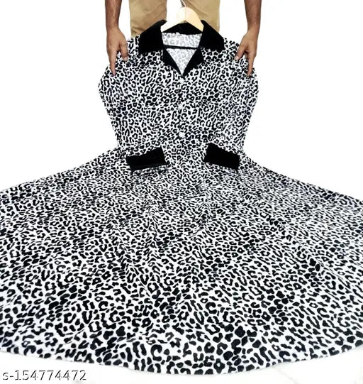 Women Animal Print Valvet Kurti Gown