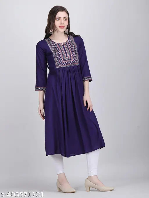 womens embrodiery long kurta, partywear kurta, summer kurta, festival wear kurta