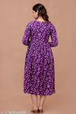 Purple printed anarkli kurta for women