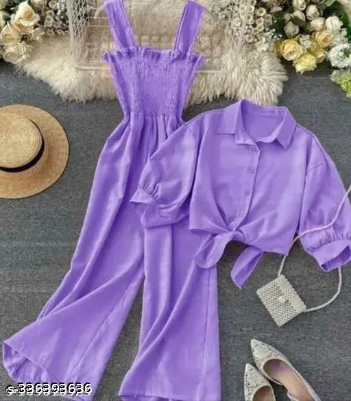 TRENDY BEAUTIFUL CREPE TWO PIECE SET JUMPSUIT FOR WOMEN