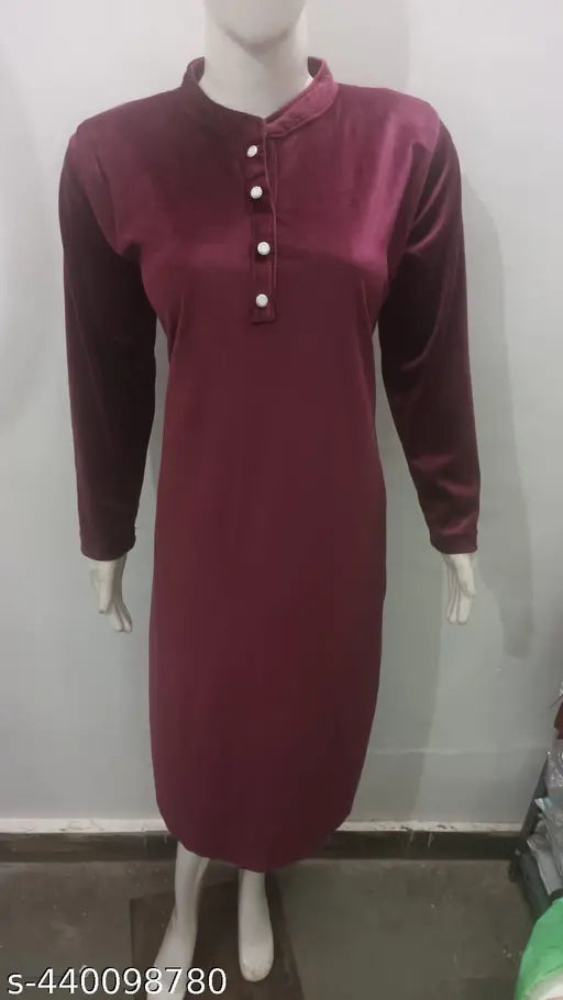 Winter Kurtis,Velvet kurti for ladies,Winter Kurtis For Ladies,maroon Winter Kurti