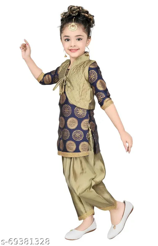 RK Collection Kids Party/Festive Blue Designer Embroidery Patiala SuitFor Girls