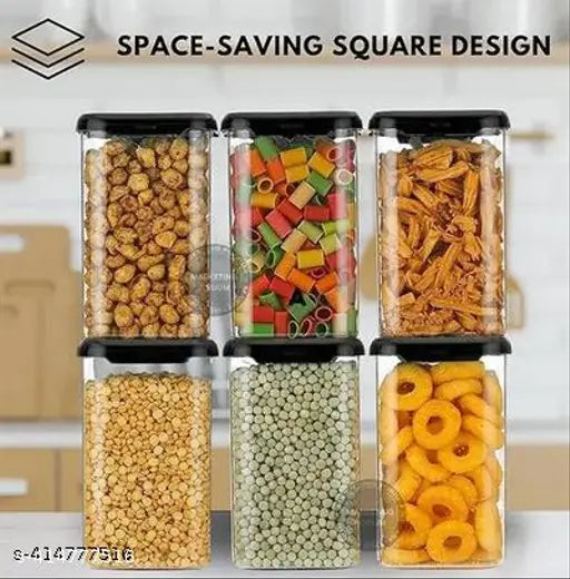 Unbreakable Air Tight Square Shape Kitchen Storage Container 1100ml (Pack of 12 --- Black) BUY 6 GET 6 FREE