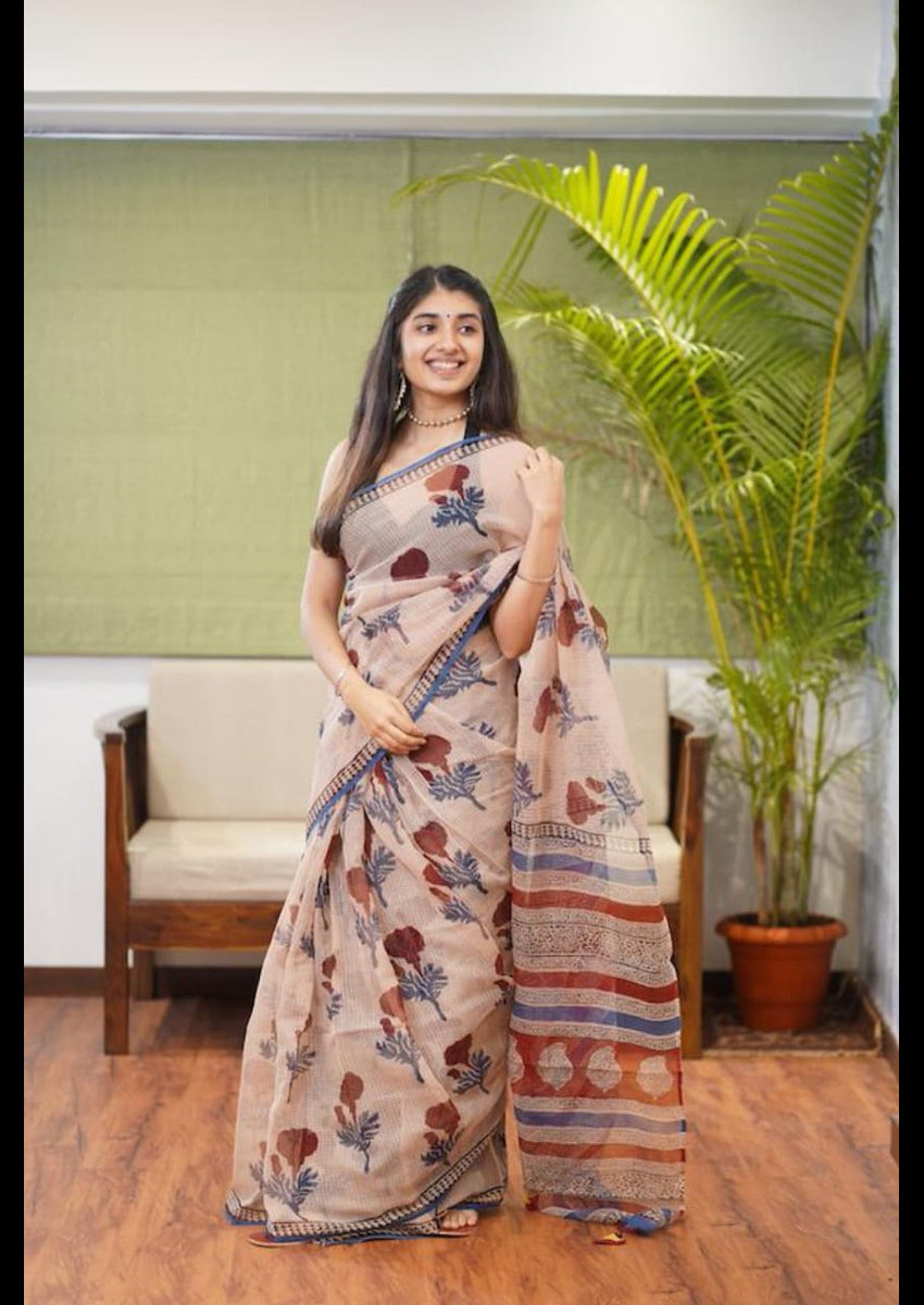 Linen Saree With Blouse - GillKart