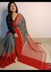 Linen Saree With Blouse By Sritija - GillKart