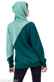 NUEVOSDAMAS COTTON TERRY COLOR BLOCKED HOODED SWEATSHIRT - GREEN