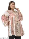 Veldress Pink V-Neck Rayon Crepe Plus Size Top