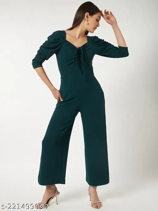 Zima Leto Solid Stylish Jumpsuit With Cowl Sleeves