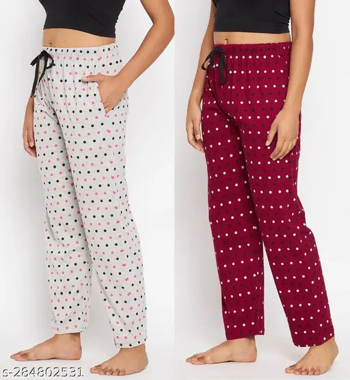 DS Fashion Women's Cotton Printed Pyjama|Women's Lounge Pants/Night Pants for Women Combo of 2