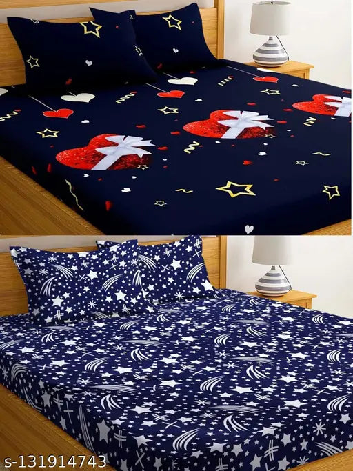 Kids bedsheets combo pack of 2 with 4 pillow covers