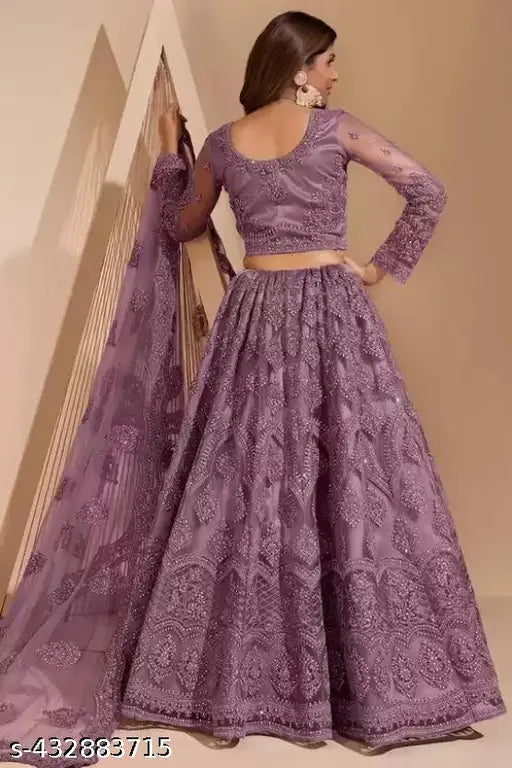 Traditional Semi-Stitched Embroidered Lehenga for girl's and women's || Purple Ethnic Embroidered Lehenga choli with girl's and women's || Bridal Lehenga Choli for girl's ||