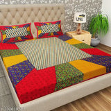 100% Cotton Couble Bed Bedsheet with 2 Pillow Cover