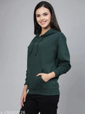 Style Quotient women green hooded oversized sweatshirt