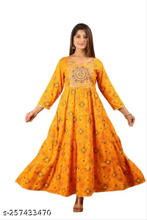 Trendy Embroidered Tiered Gown for Women