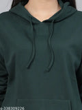 Style Quotient women green hooded oversized sweatshirt