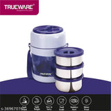 Trueware Fresh Meal Plus 3 Thermoware lunch box with 3 Stainless Steel Contianer-Dark Blue