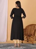 Nayra Cut Kurtis Women Viscose Rayon Ethnic Dress (Black, S-9XL)