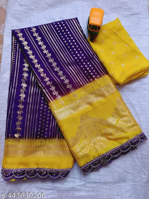 Just Grab this Beautiful Shiffon Georget Saree at Budget Range.... Foil Print all over... Rich Pallu.... Printed Border Color Blouse...