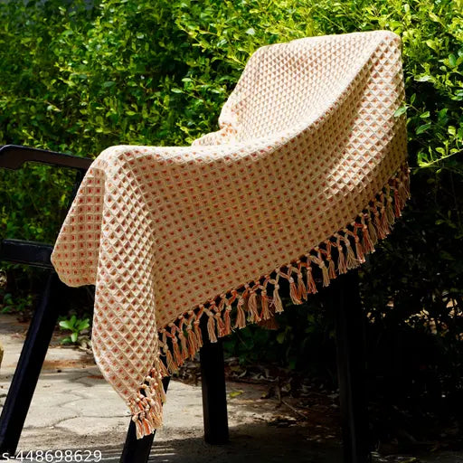 Orange Beige Waffle Throw