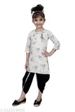 Hariyal Creation Kids Party/Festive Fawn (Cream) Designer Checked Patiala Suit For Girls