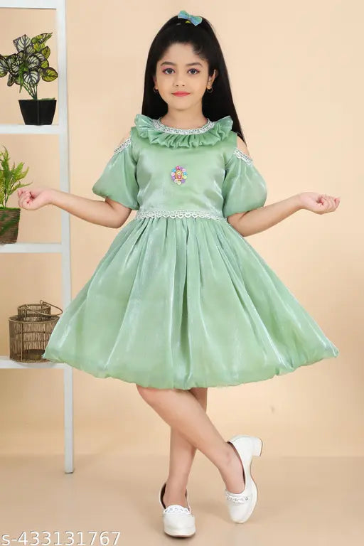 Agile Funcy knee lenth chiffon frocks for girls