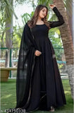 Hot Designer Black Georgette Stitched Anarkali Gown With Dupatta