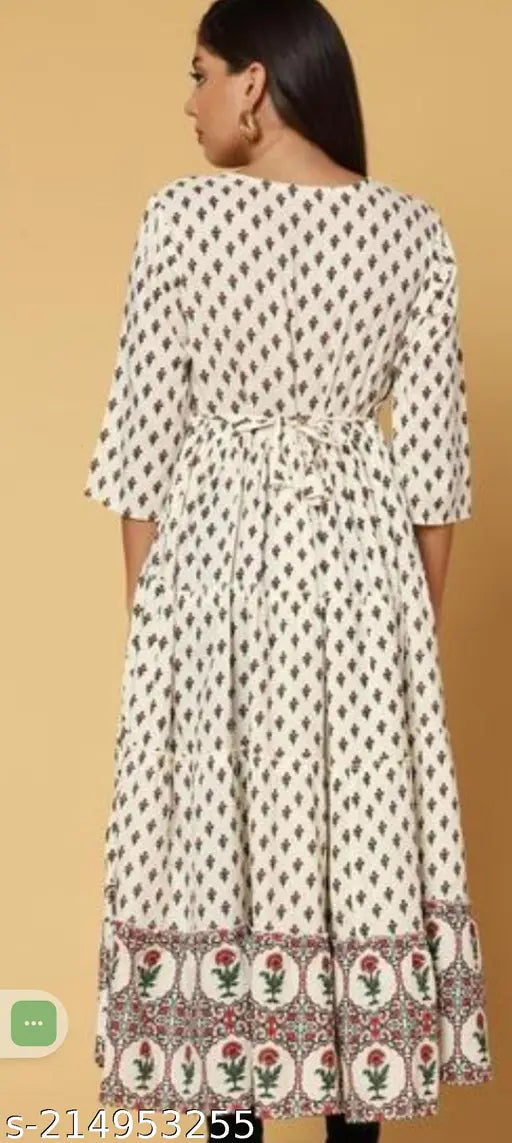 NEW CREAM FLOWER kurti