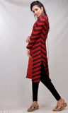 Women's Straight Printed Red Woollen Kurti