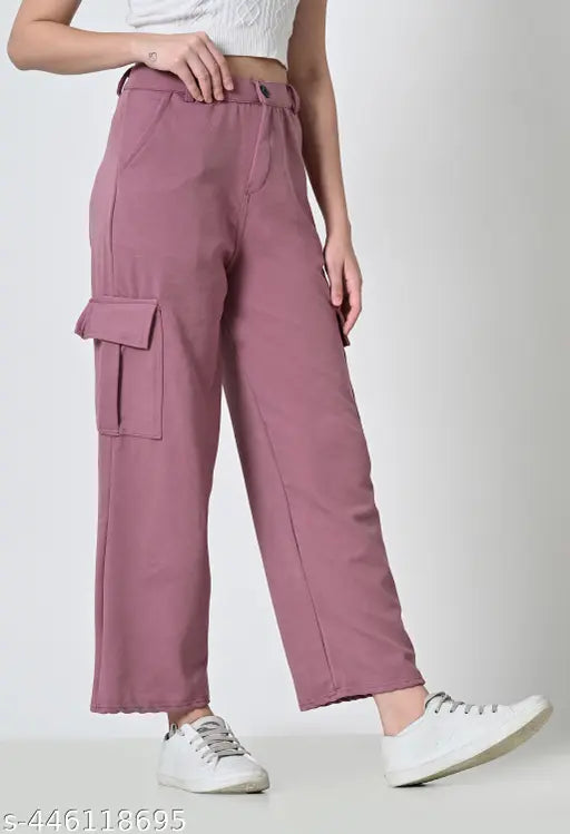 Trendy Cotton Blend 4 Pockets Cargo Pant for Women and Girls