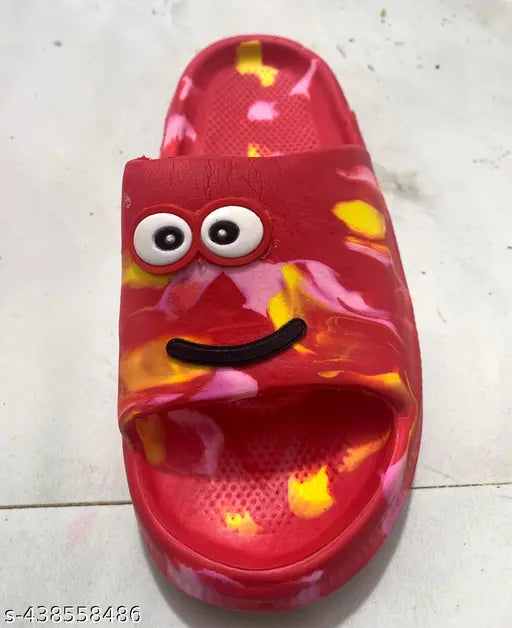 Cute smiley marble orange daily use slipper for kids