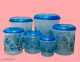 Hoatzin 6 Pieces Plastic Grocery Container set with beautiful design ( 12KG , 8KG , 6KG , 3KG , 2KG , 1KG Mixer Grocery Container - Blue)