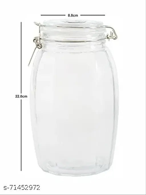 Goodhomes Glass Food Storage Jar with Clip Lid Set of 2 Pieces, 1800 ML