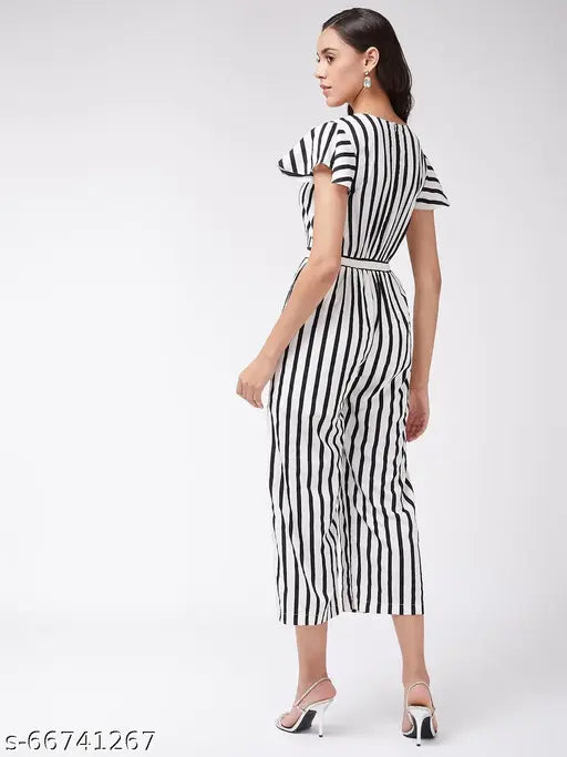 Zima Leto Women's Monocromatic Stripes Jumpsuit