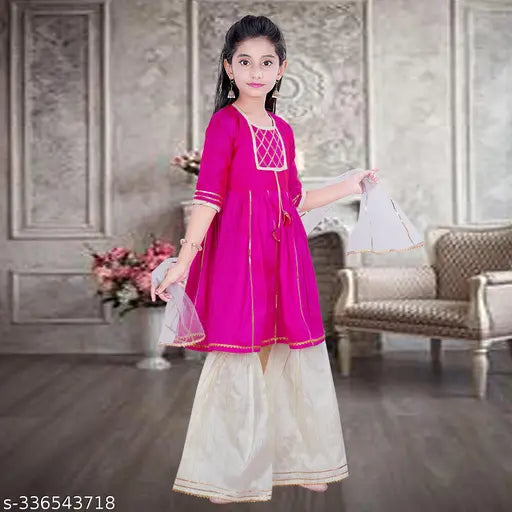 N FASHION Girl's Readymade Kurta Sharara & Dupatta set / kids ethnic wear