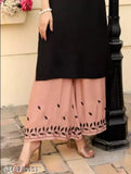 Samba Beautiful PEACH AND BLACK Embroided work From Jaipur track Kurta With Embroided work BotamWear Dress Foe Women (Peach ,Pink :: Black )