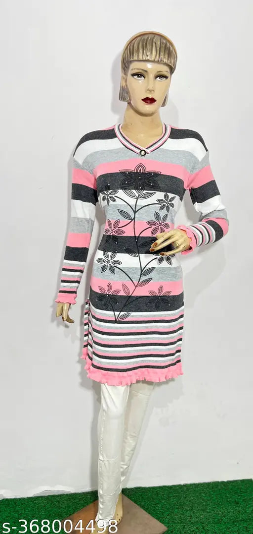 ladies woolen kurti for winter PINK