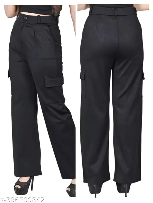 AG Garemnts l For Pocket l High Rise | Cargo Pants | Slanted Inset pocket & Patch with Flap | Straight Fit | Fit | Stretchable | Relaxed | Casual and Formal Wear | Trousers & Pant