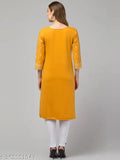 WOOLEN KURTI,PRINTED A-LINE KURTA ,LATEST WOLEN KURTI YELLOW